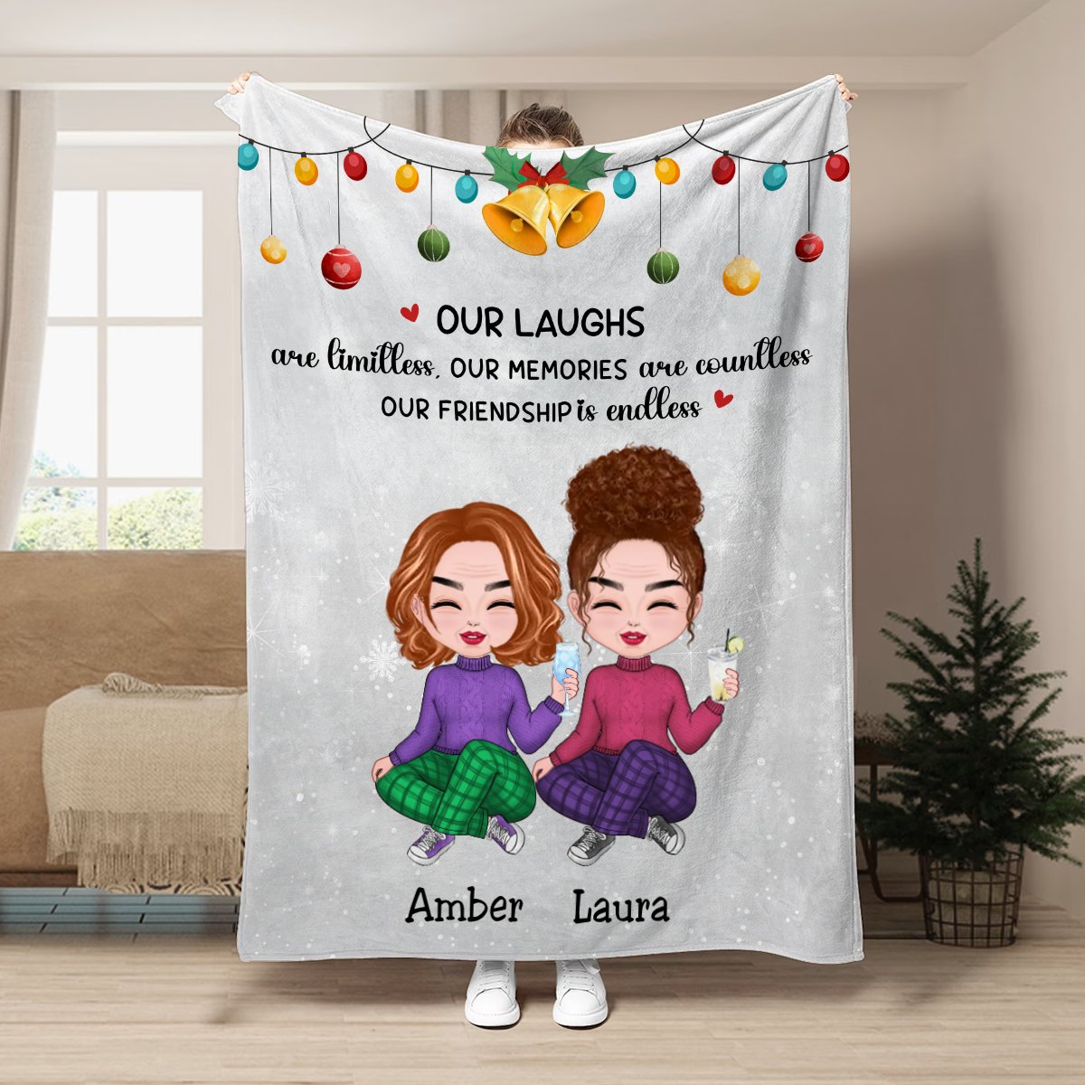 Friends - Our Laughs Are Limitless Our Memories Are Countless Our Friendship Is Endless - Personalized Blanket - Makezbright Gifts