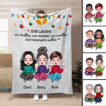 Friends - Our Laughs Are Limitless Our Memories Are Countless Our Friendship Is Endless - Personalized Blanket - Makezbright Gifts