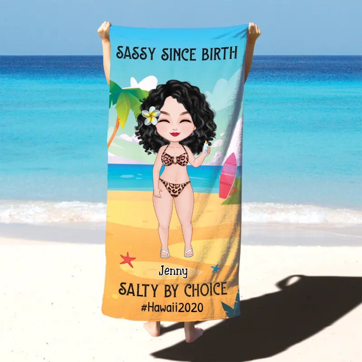 Friends - Sassy Since Birth Salty By Choice - Personalized Beach Towel - Makezbright Gifts