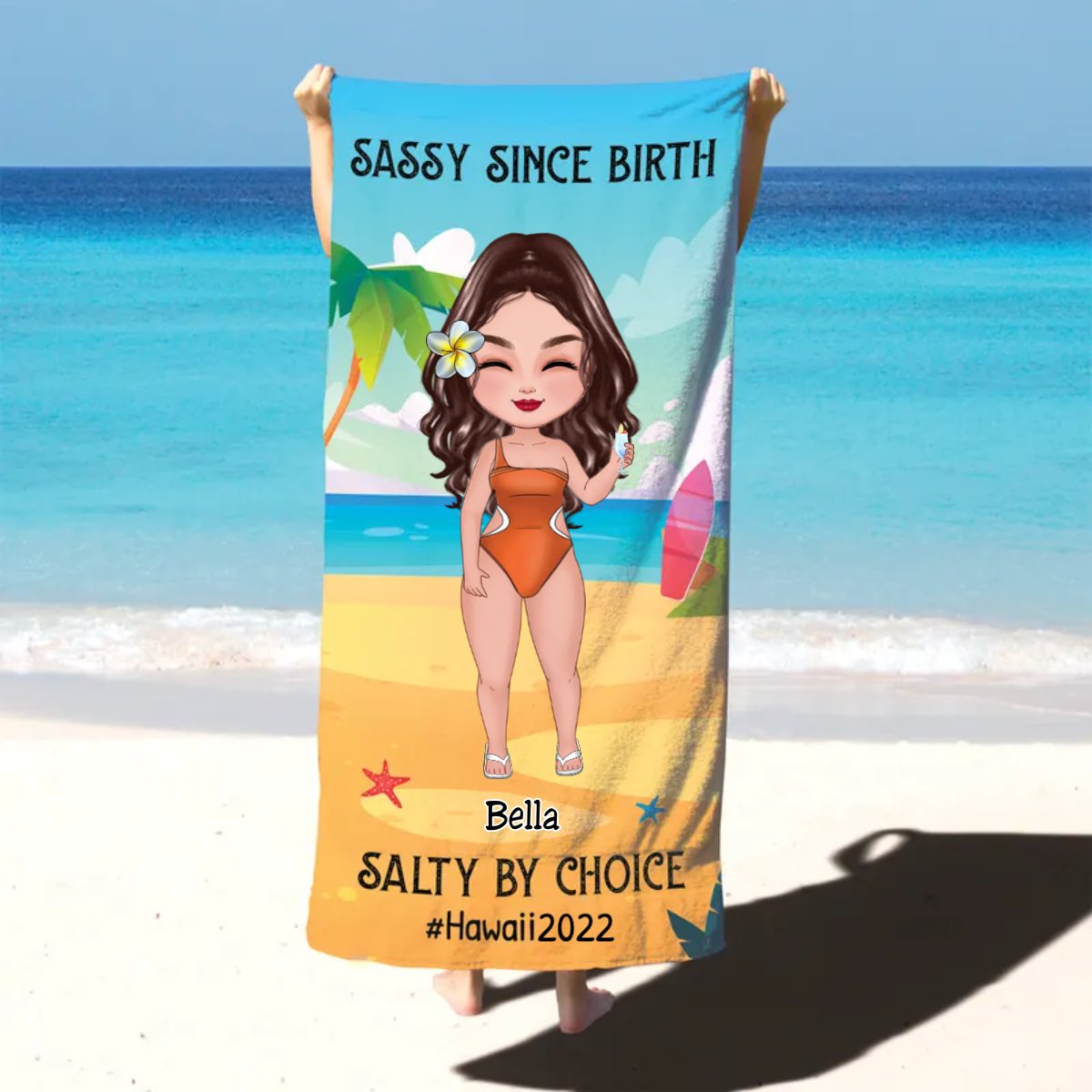 Friends - Sassy Since Birth Salty By Choice - Personalized Beach Towel - Makezbright Gifts