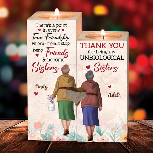 Friends - Thank You For Being My Unbiological Sister - Personalized Candle Holder - Makezbright Gifts