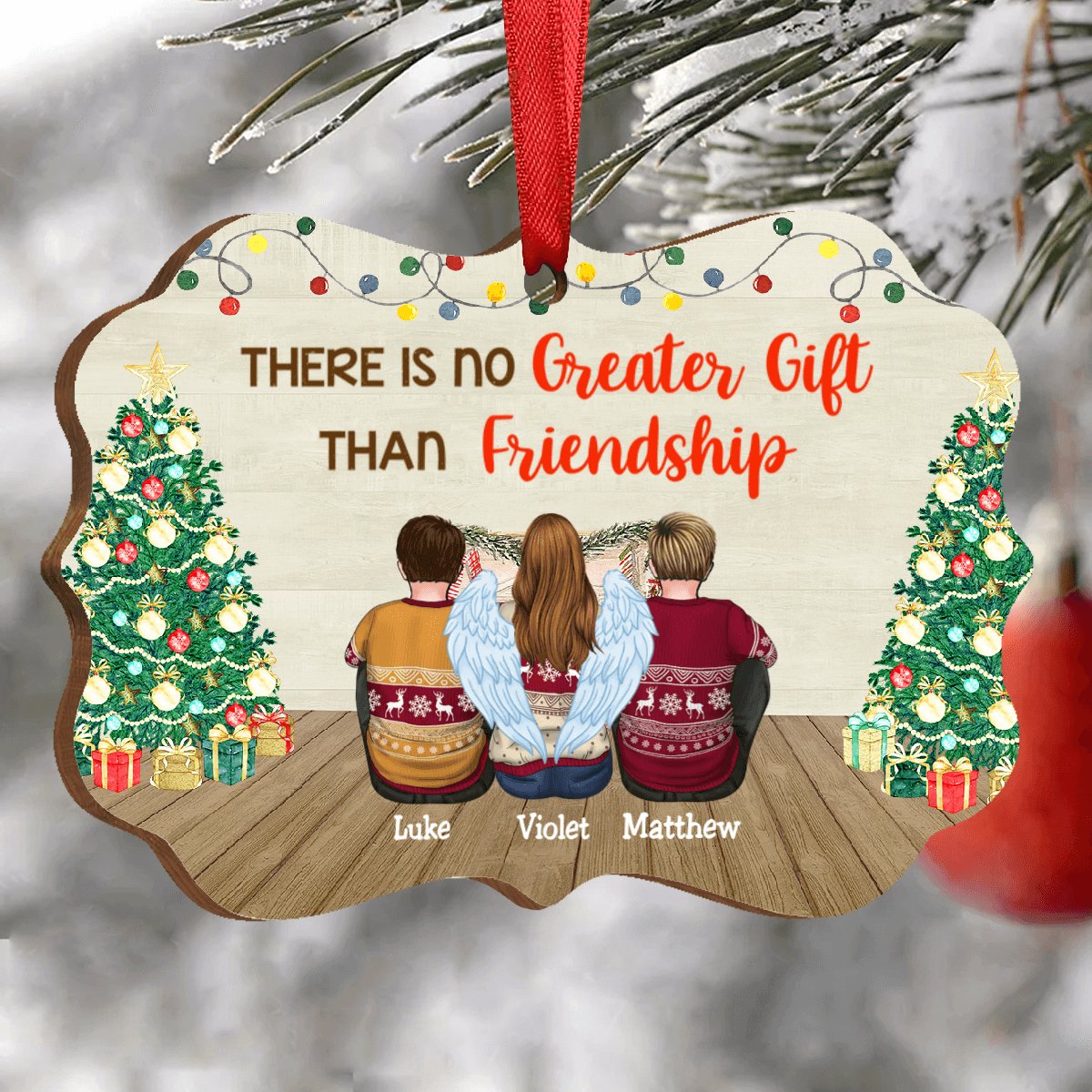 Friends - There Is No Greater Gift Than Friendship - Personalized Christmas Acrylic Ornament (Ver 2) - Makezbright Gifts