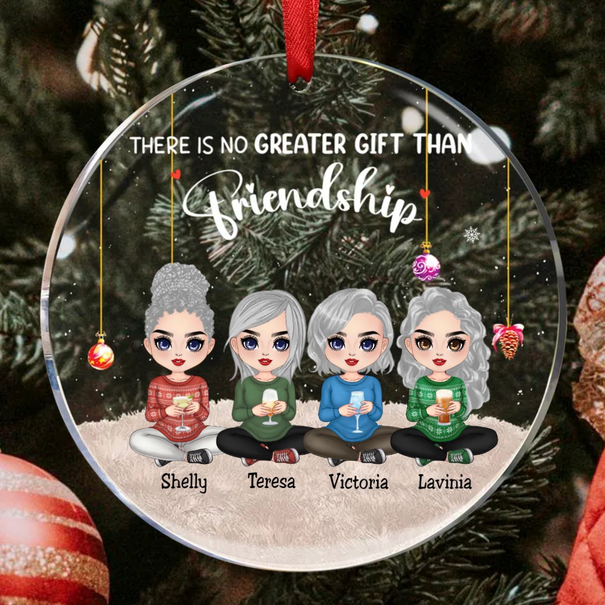 Friends - There Is No Greater Gift Than Friendship - Personalized Circle Ornament (TB) - Makezbright Gifts