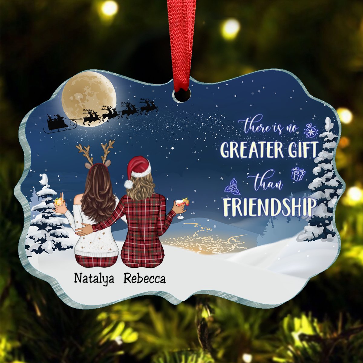 Friends - There Is No Greater Gift Than Friendship - Personalized Ornament (LH) - Makezbright Gifts