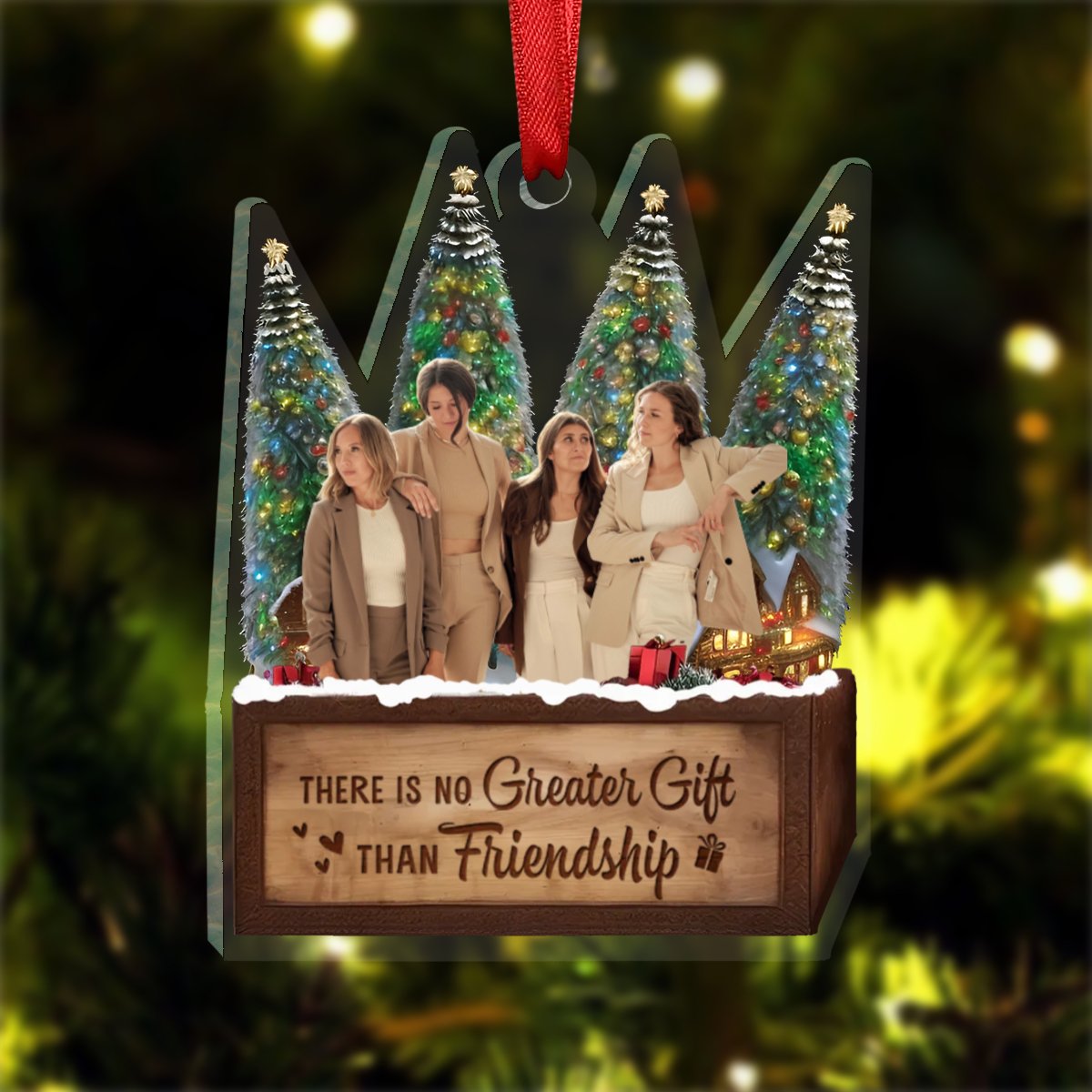 Friends - There is no Greater Gift than Friendship - Personalized Transparent Ornament - Makezbright Gifts