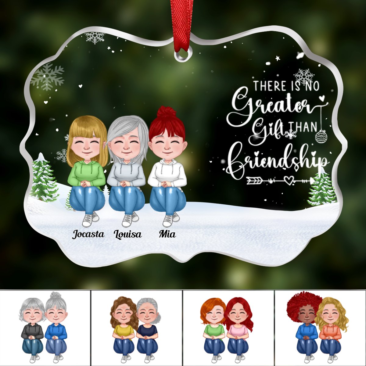 Friends - There Is No Greater Gift Than Friendship - Personalized Transparent Ornament (Ver 3) - Makezbright Gifts