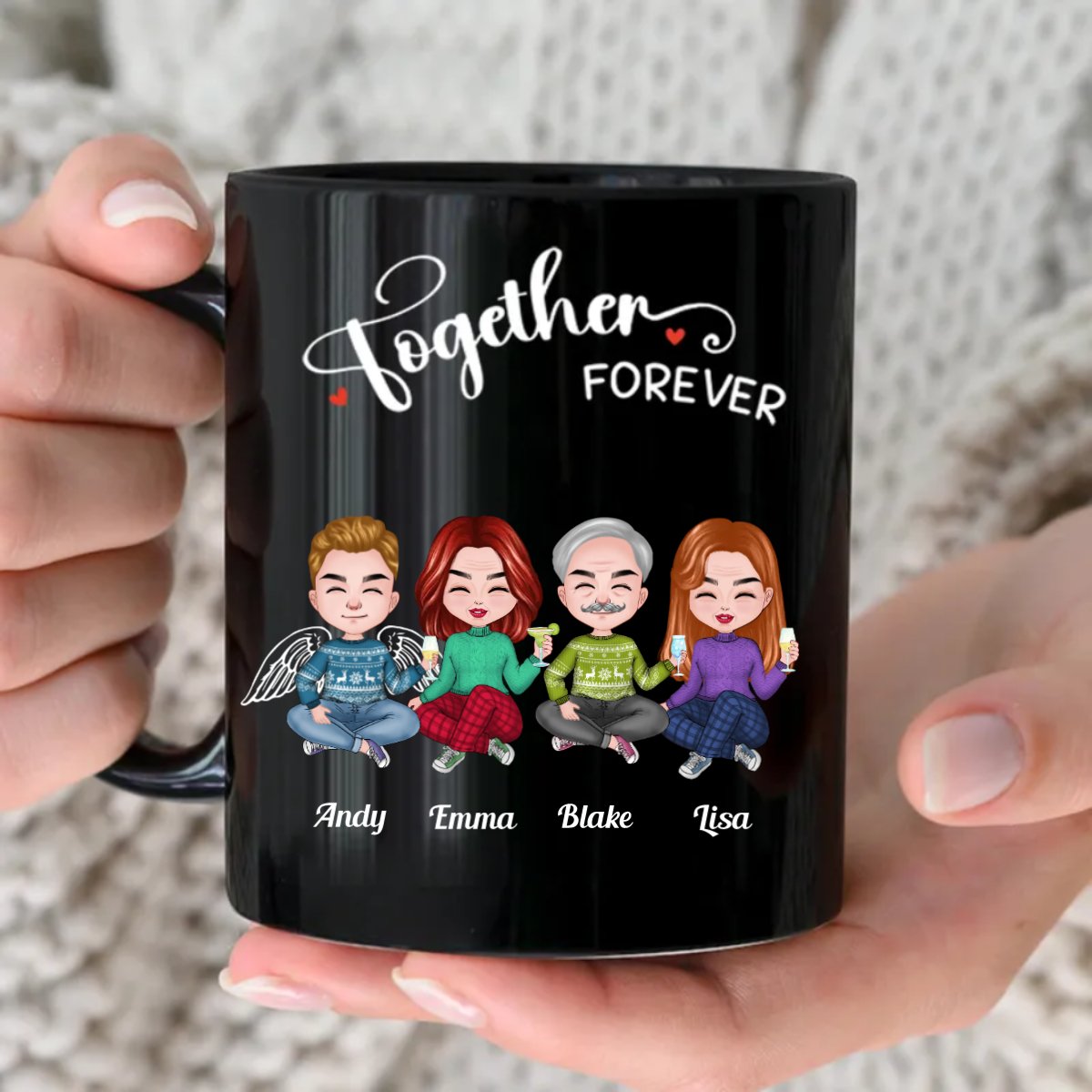 Friends - Together Forever - Personalized Black Mug - Makezbright Gifts