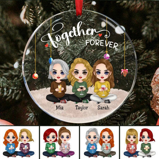 Friends - Together Forever - Personalized Circle Ornament (TB) - Makezbright Gifts