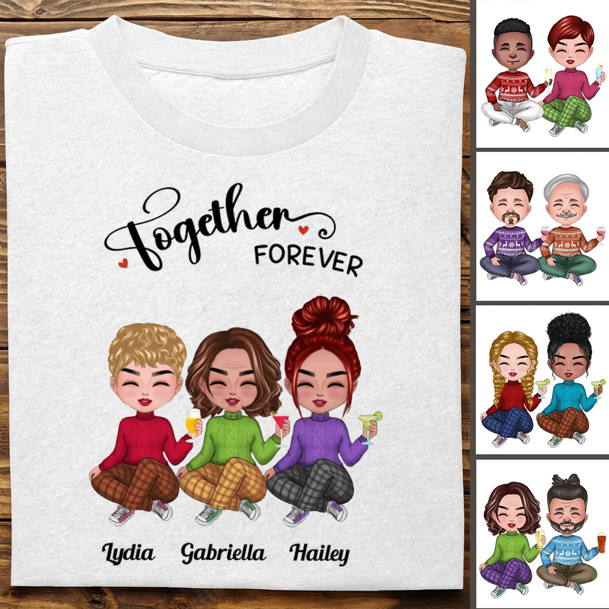 Friends - Together Forever - Personalized T - Shirt - Makezbright Gifts