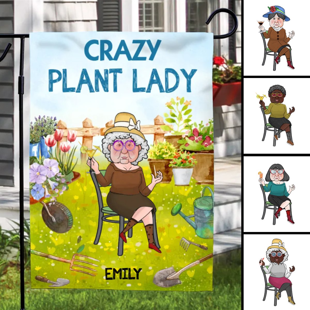 Gardening Lovers - Crazy Plant Lady - Personalized Flag - Makezbright Gifts