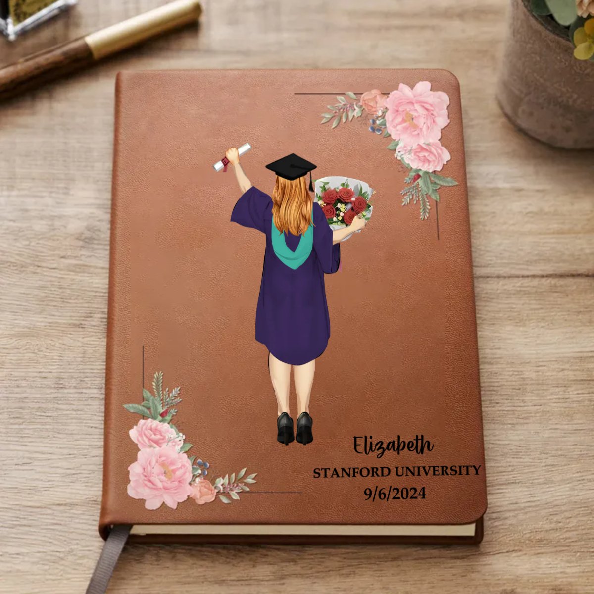 Graduation - A Sweet Ending To A New Beginning - Personalized Leather Journal - Makezbright Gifts