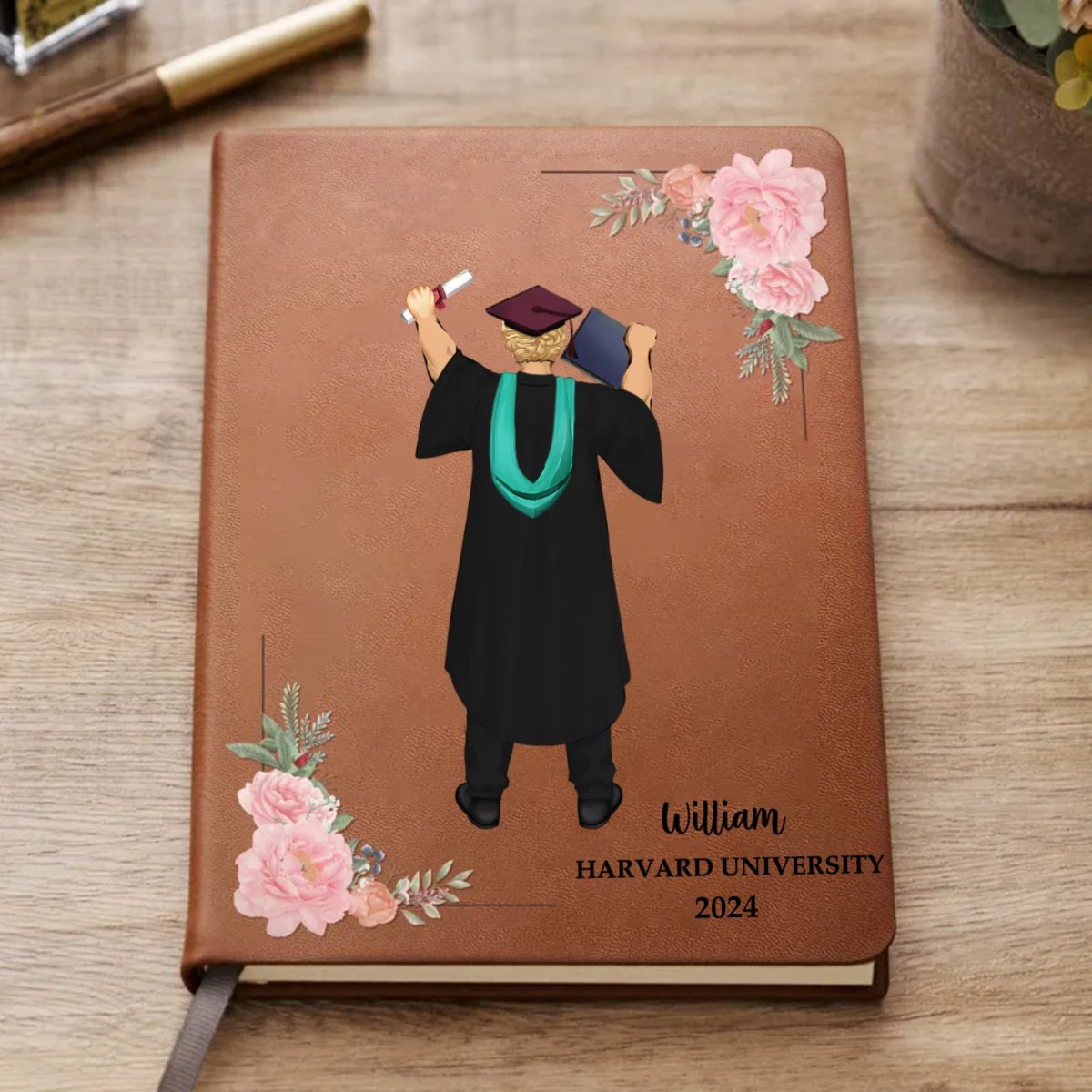 Graduation - A Sweet Ending To A New Beginning - Personalized Leather Journal - Makezbright Gifts