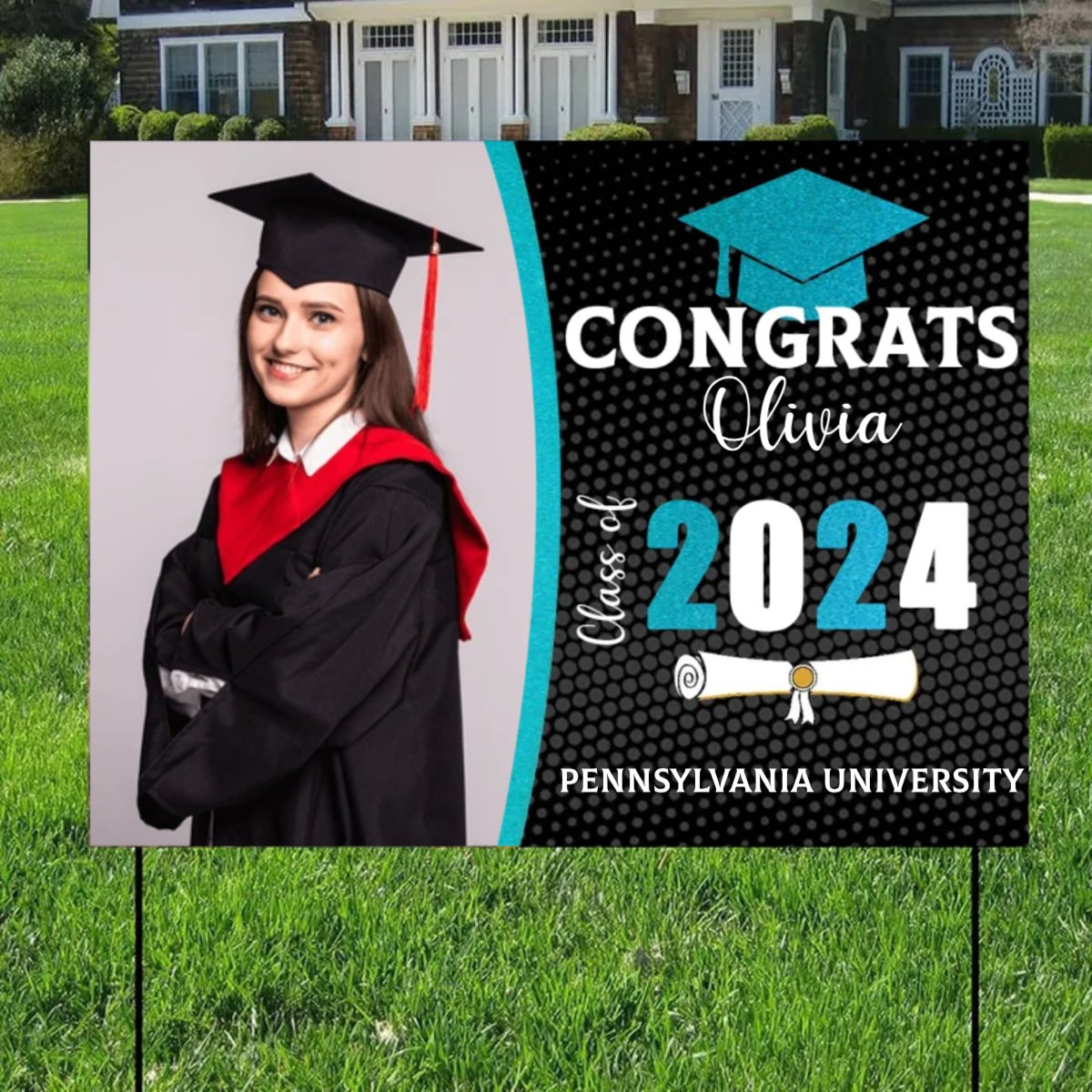 Graduation - Congrats Class of 2024 Custom Image - Personalized Yard Sign - Makezbright Gifts