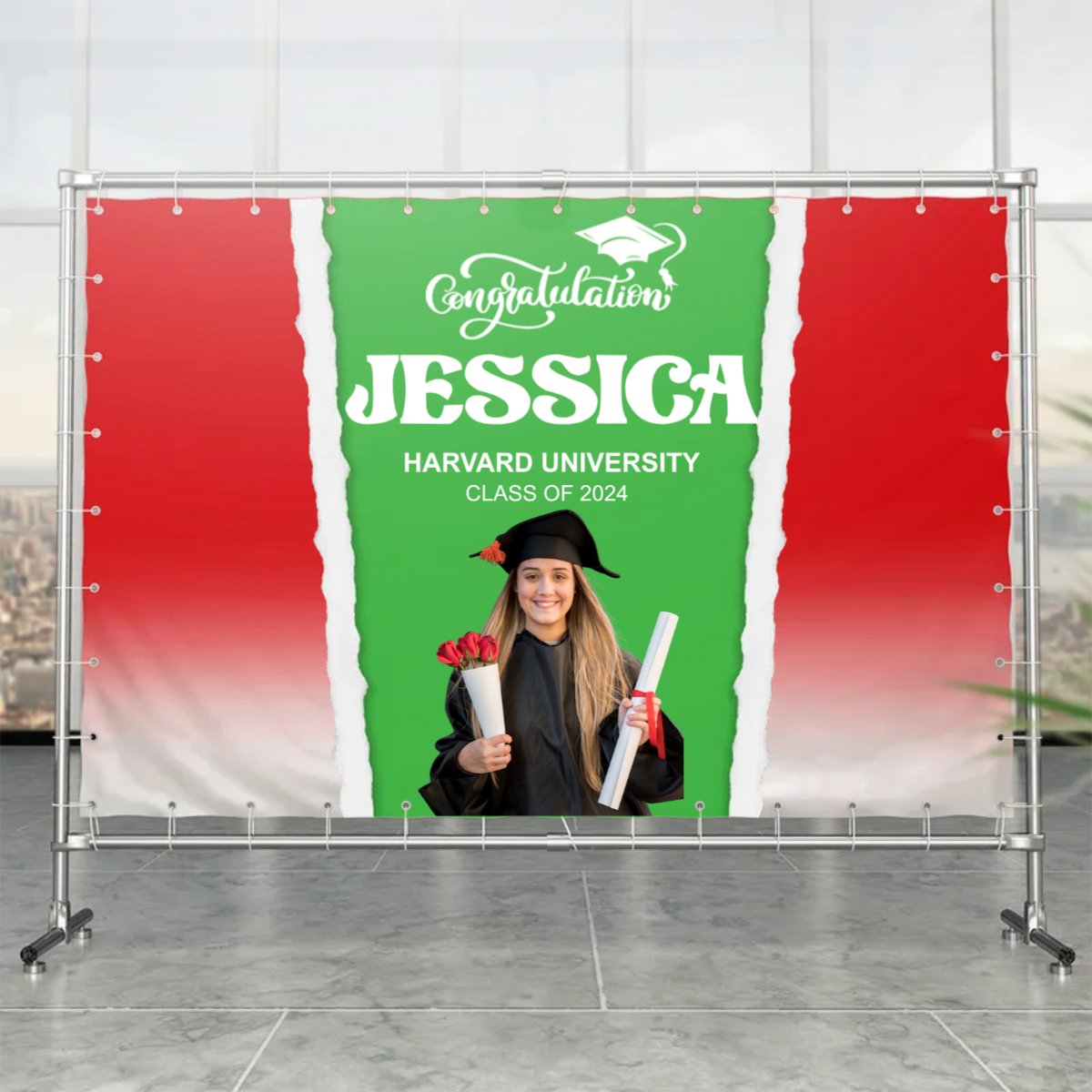 Graduation - Custom Photo Congratulations - Personalized Graduation Backdrop - Makezbright Gifts