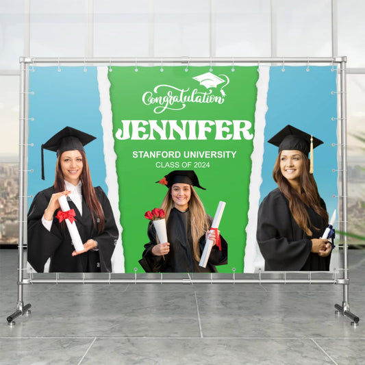 Graduation - Custom Photo Congratulations - Personalized Graduation Backdrop - Makezbright Gifts