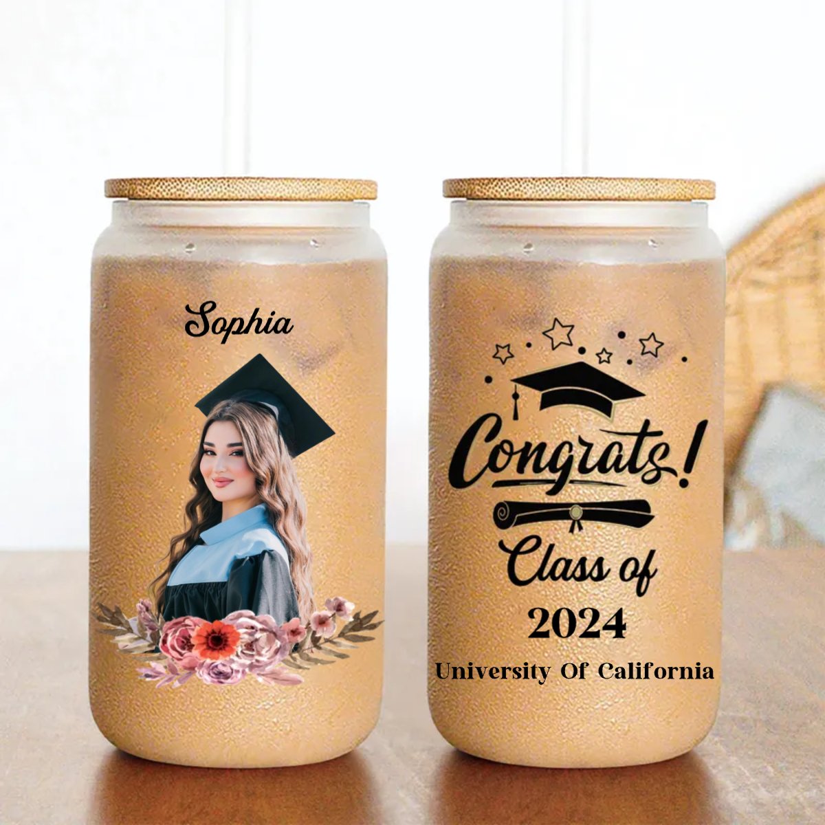 Graduation - Graduation Congratulations Gift - Personalized Clear Glass Can (HJ) - Makezbright Gifts