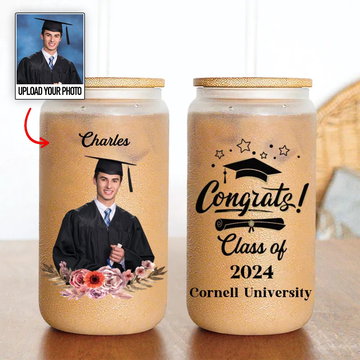 Graduation - Graduation Congratulations Gift - Personalized Clear Glass Can (HJ) - Makezbright Gifts