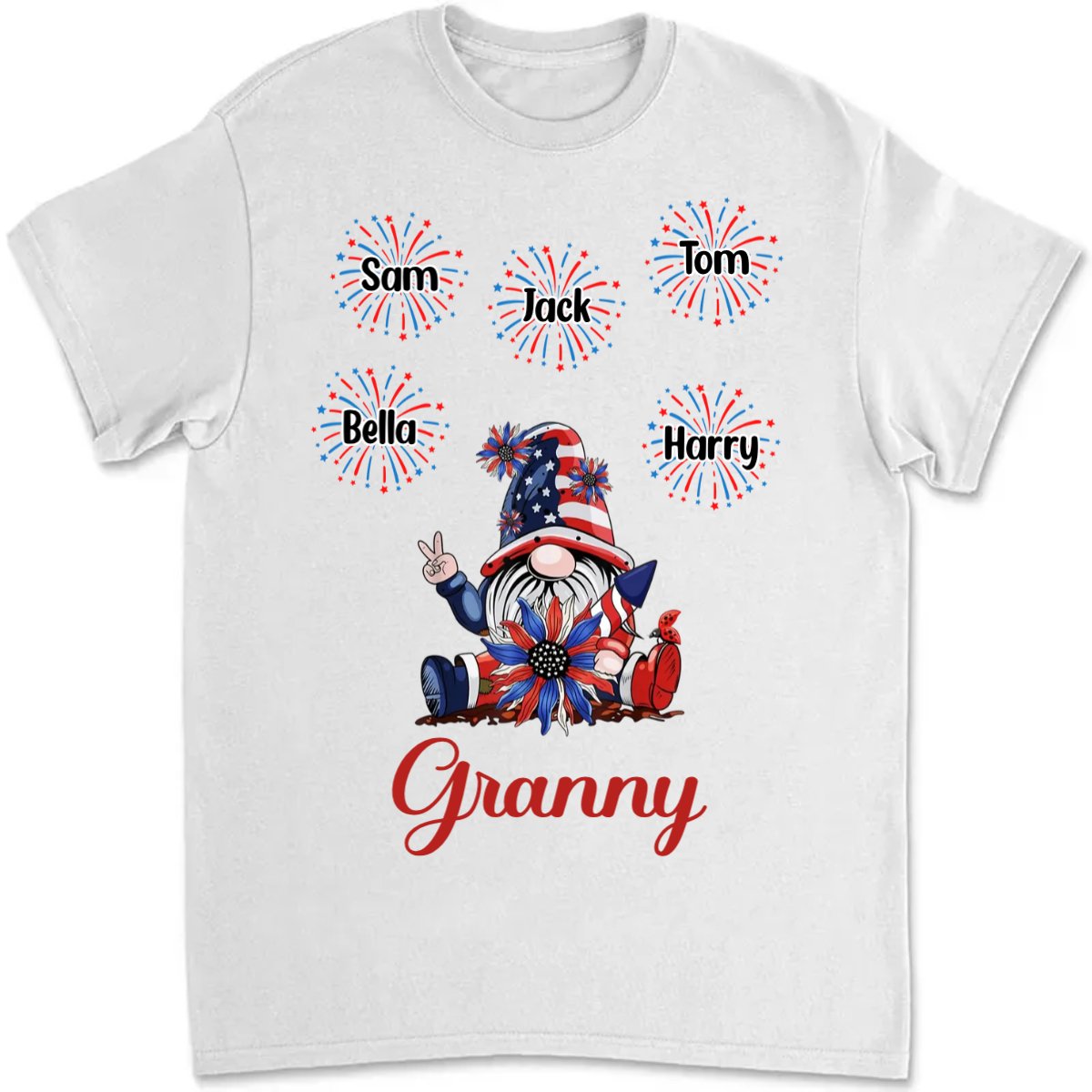 Grandkids - Grandma Dwarf Firecracker Grandkids - Personalized T - shirt - Makezbright Gifts