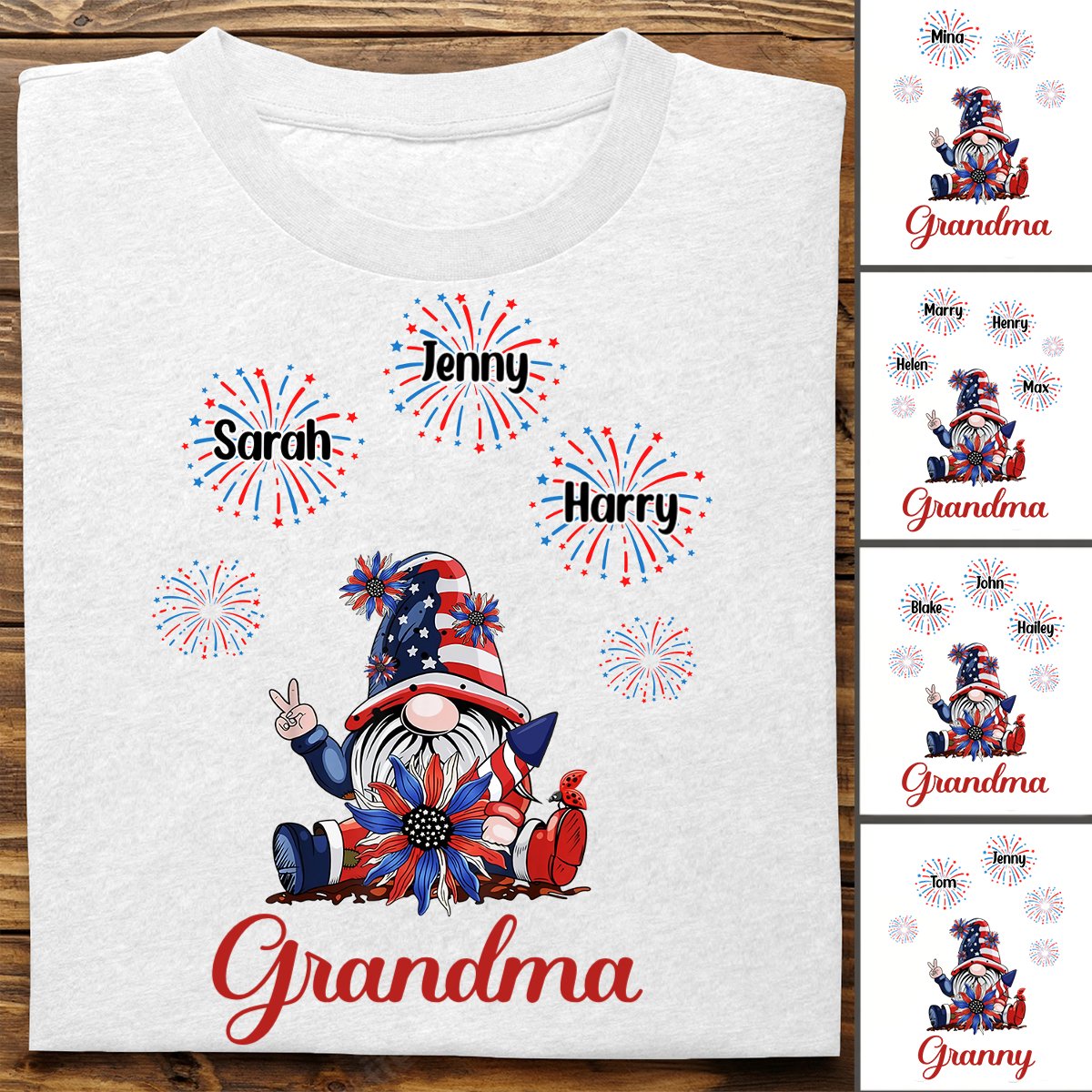 Grandkids - Grandma Dwarf Firecracker Grandkids - Personalized T - shirt - Makezbright Gifts