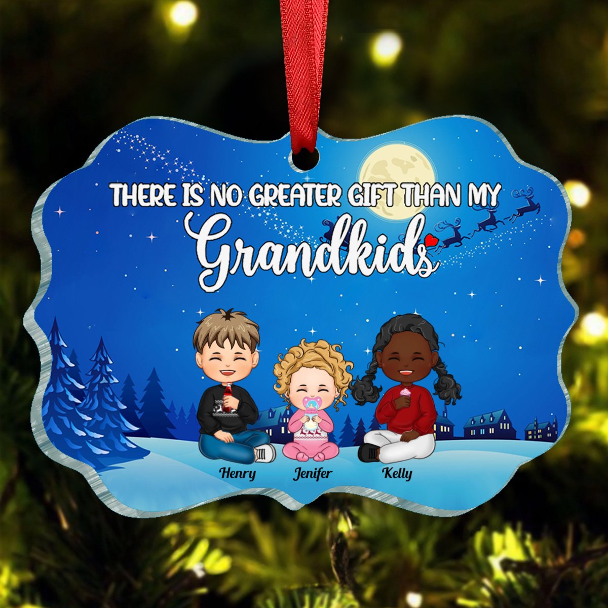 Grandkids - There Is No Greater Gift Than My Grandkids - Personalized Acrylic Ornament - Makezbright Gifts