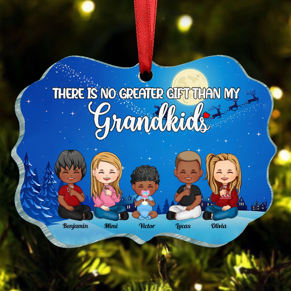 Grandkids - There Is No Greater Gift Than My Grandkids - Personalized Acrylic Ornament - Makezbright Gifts