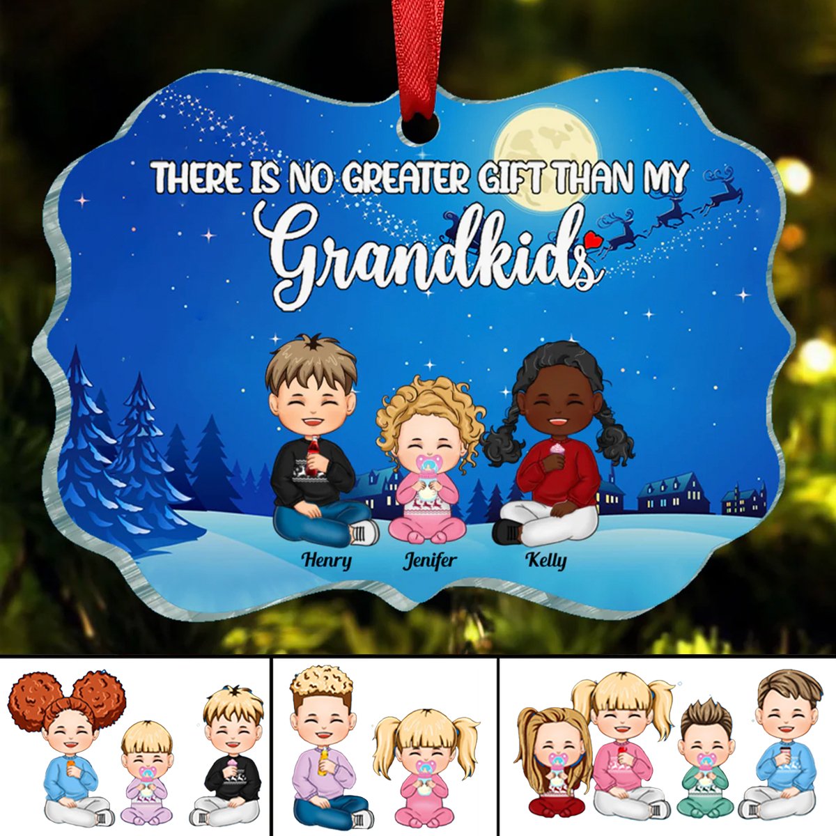 Grandkids - There Is No Greater Gift Than My Grandkids - Personalized Acrylic Ornament - Makezbright Gifts