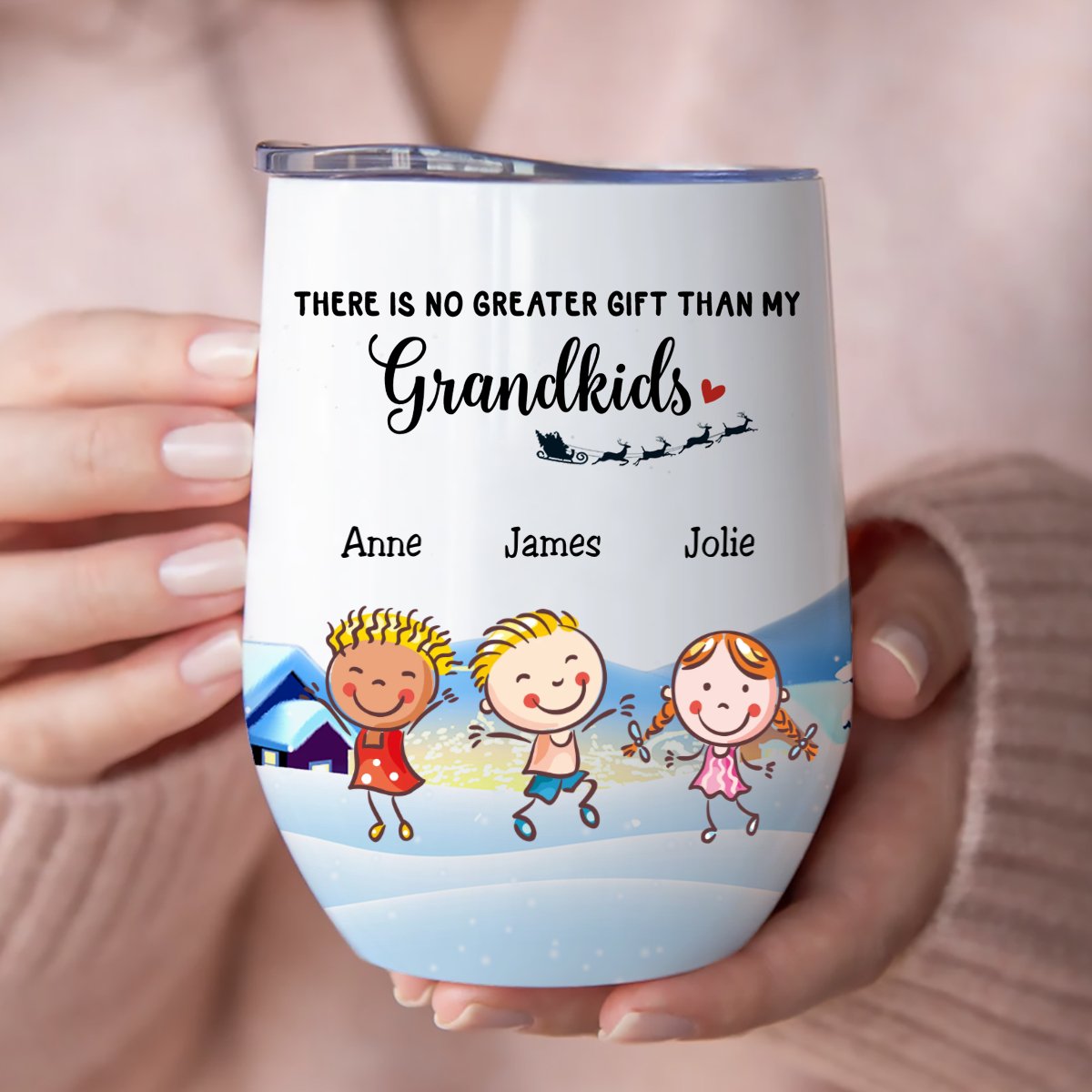 Grandkids - There Is No Greater Gift Than My Grandkids - Personalized Wine Tumbler - Makezbright Gifts