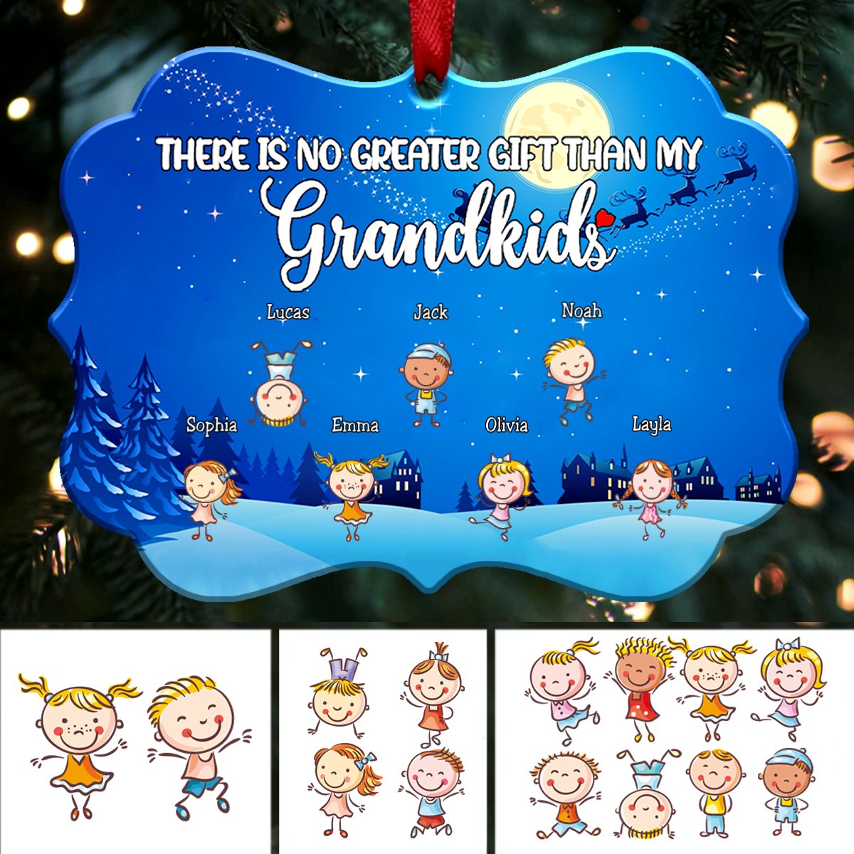 Grandkids - There Is No Greater Gift Than My Grandkids - Up to 13 Grandkids Ornament - Makezbright Gifts