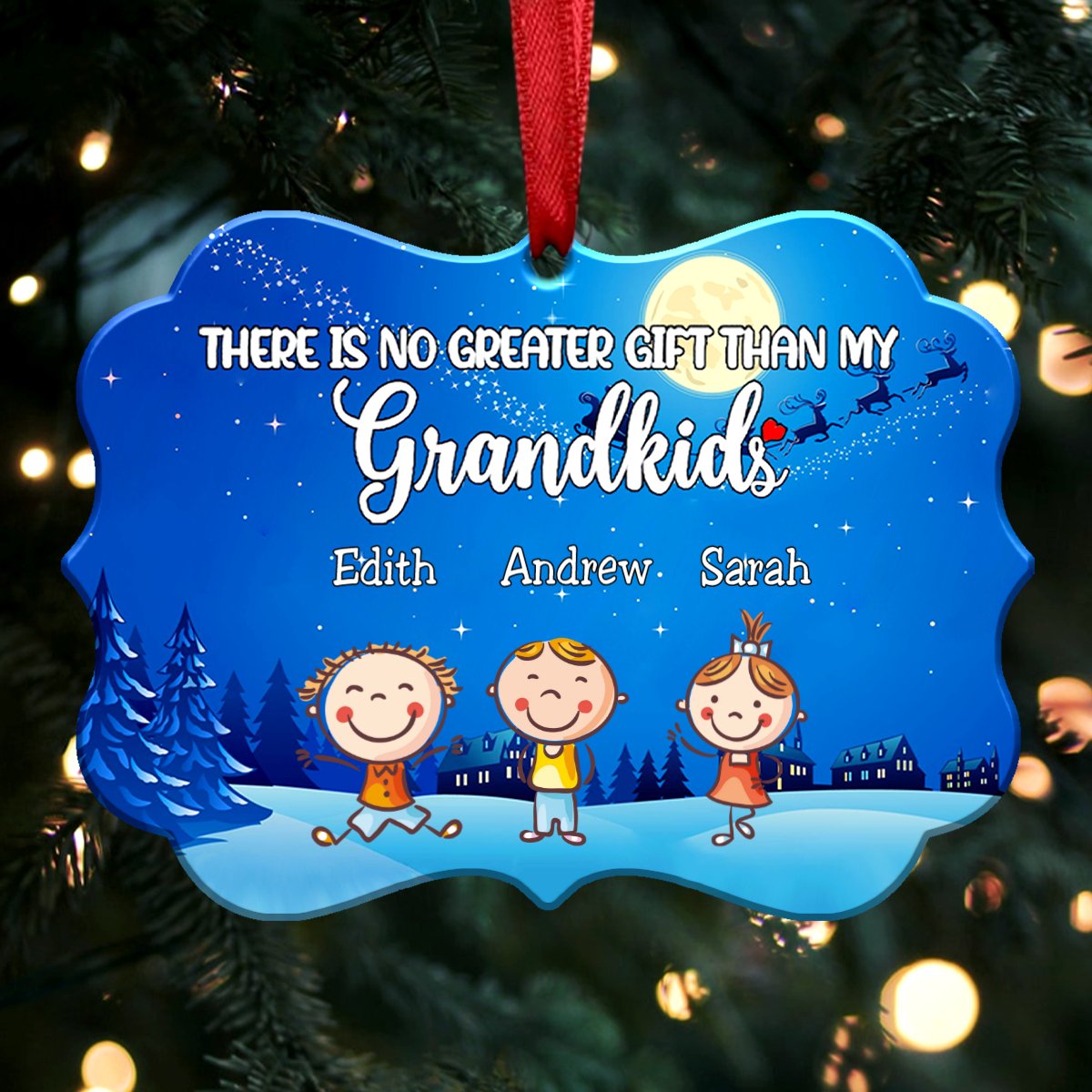 Grandkids - There Is No Greater Gift Than My Grandkids - Up to 13 Grandkids Ornament - Makezbright Gifts