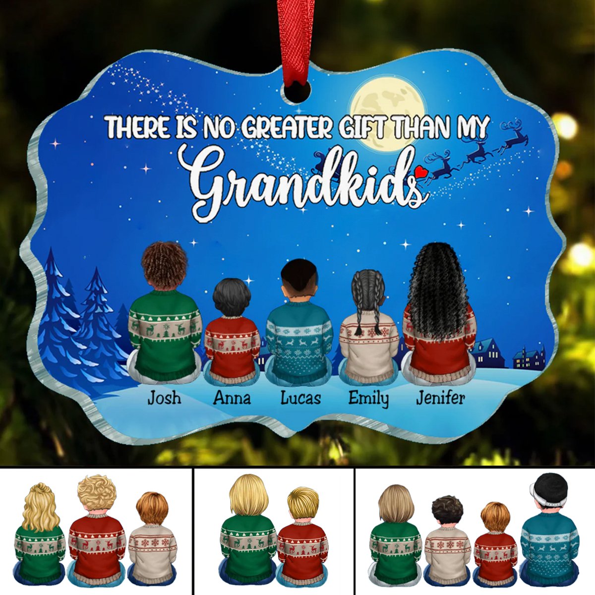 Grandkids - There Is No Greater Gift Than My Grandkids Ver 2 - Personalized Acrylic Ornament - Makezbright Gifts