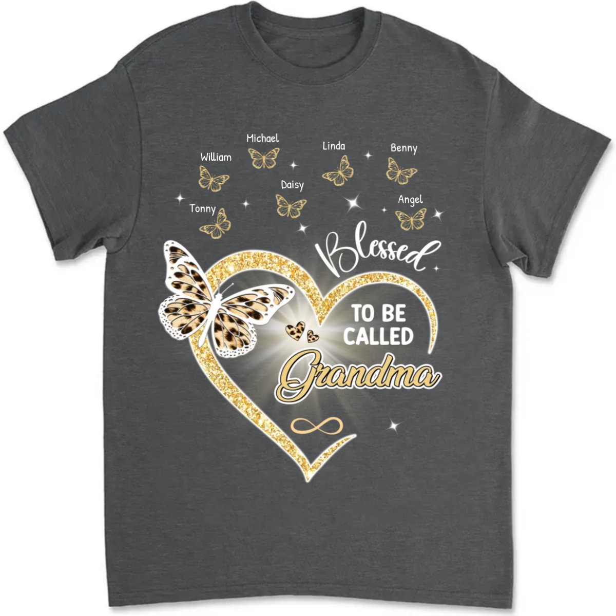 Grandma - Blessed To Be Called Grandma, Heart Butterflies Grandma - Personalized Unisex T - shirt - Makezbright Gifts