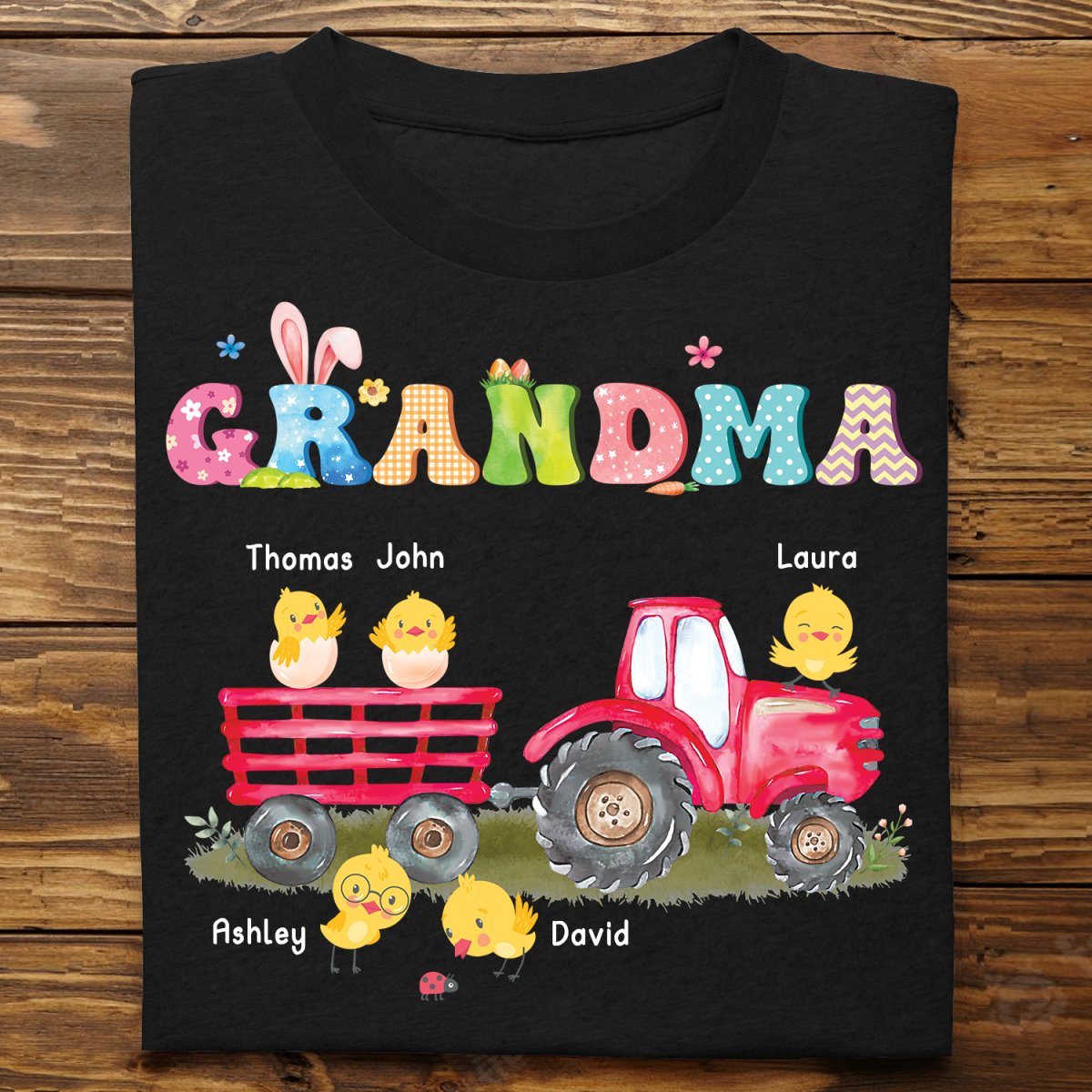 Grandma - Celebrate Easter With Grandma And Grandchildren - Personalized Unisex T - shirt - Makezbright Gifts