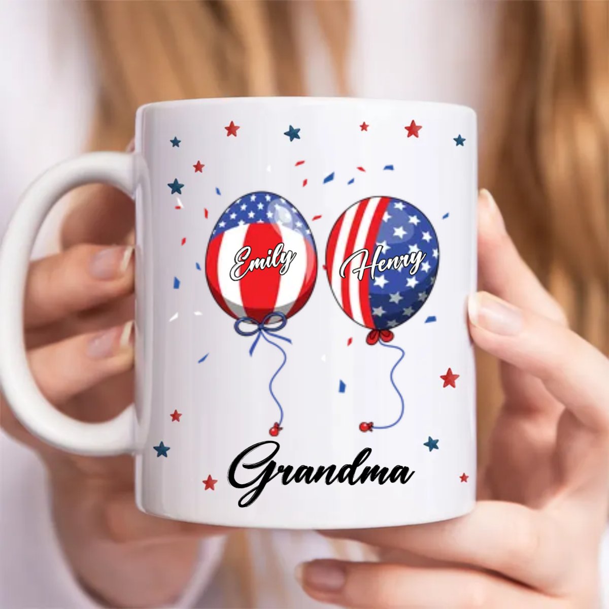 Grandma - Grandma Auntie Mom Little Balloon Kids - Personalized Mug - Makezbright Gifts