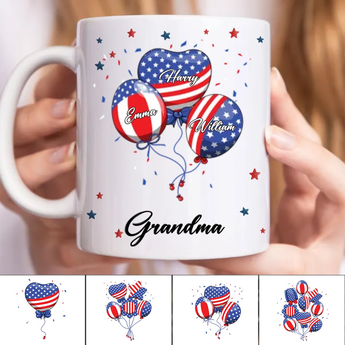 Grandma - Grandma Auntie Mom Little Balloon Kids - Personalized Mug - Makezbright Gifts