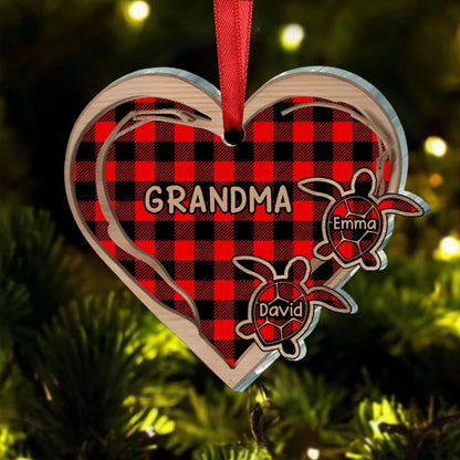 Grandma - Grandma Heart Grandkids Turtles - Personalized Acrylic Ornament - Makezbright Gifts