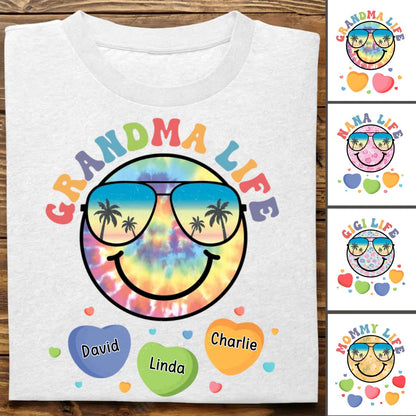 Grandma - Grandma Life Smiley Face - Personalized Unisex T - shirt - Makezbright Gifts