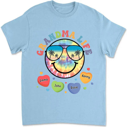 Grandma - Grandma Life Smiley Face - Personalized Unisex T - shirt - Makezbright Gifts