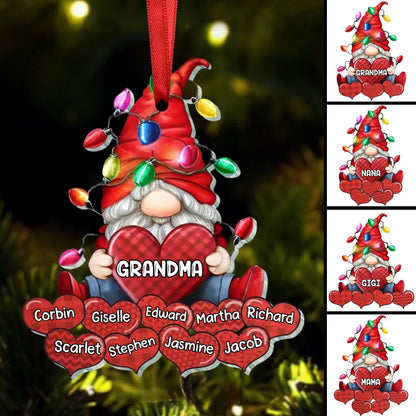 Grandma - Grandma Loves Sweet Heart Kids - Personalized Acrylic Ornament - Makezbright Gifts