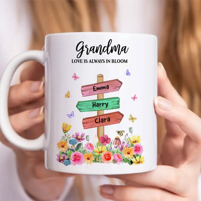 Grandma - Grandma Mom's Garden Butterflies, Where Love Grows - Personalized Mug - Makezbright Gifts