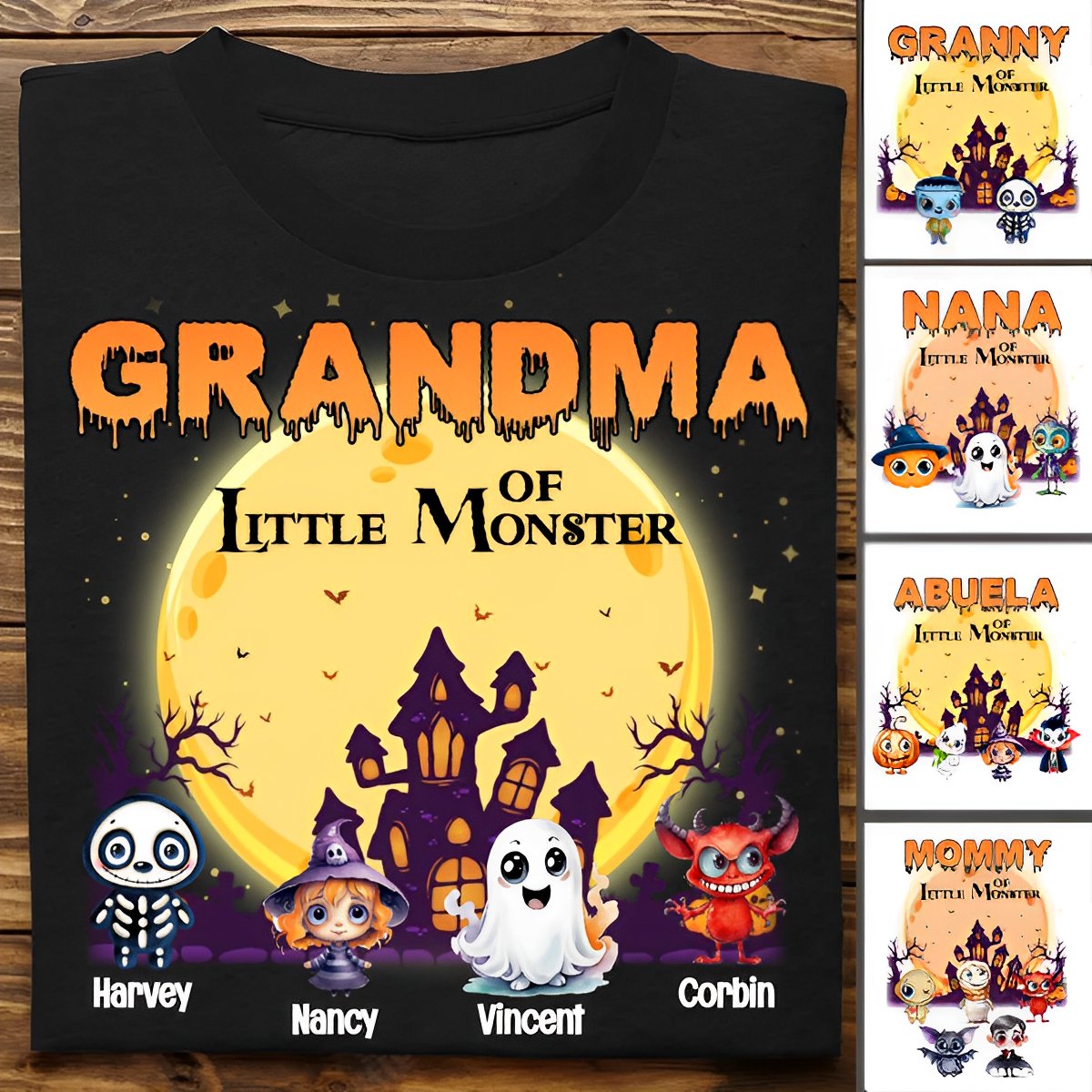 Grandma - Grandma Of Little Halloween Monster - Personalized Unisex T - shirt - Makezbright Gifts