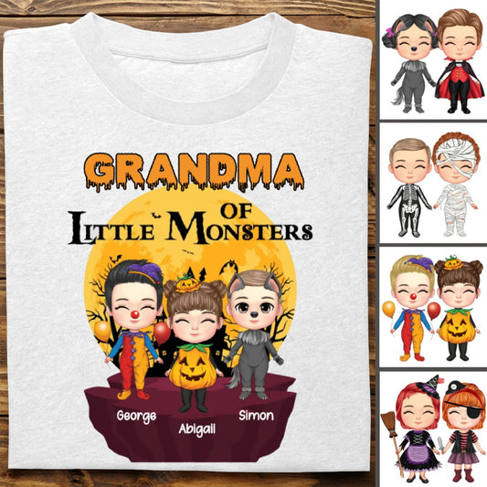 Grandma - Grandma Of Little Monsters - Personalized Unisex T - shirt - Makezbright Gifts