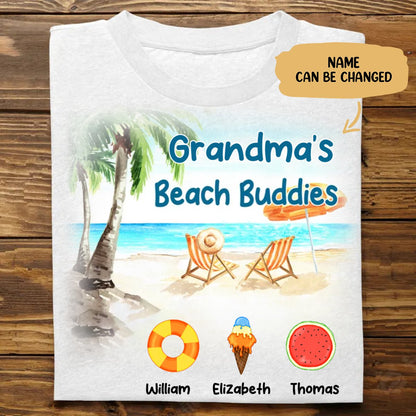 Grandma - Grandma's Beach Buddies - Personalized T - Shirt - Makezbright Gifts