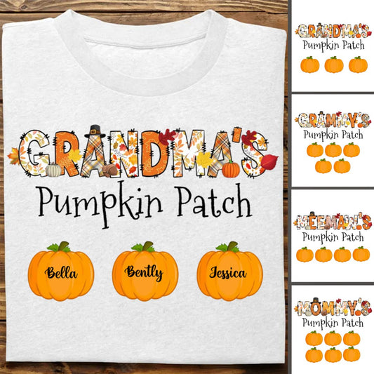 Grandma - Grandma's Pumpkin Patch - Personalized T - Shirt - Makezbright Gifts