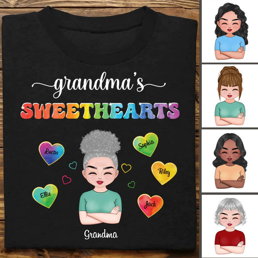 Grandma - Grandma's Sweethearts - Personalized Unisex T - Shirt - Makezbright Gifts