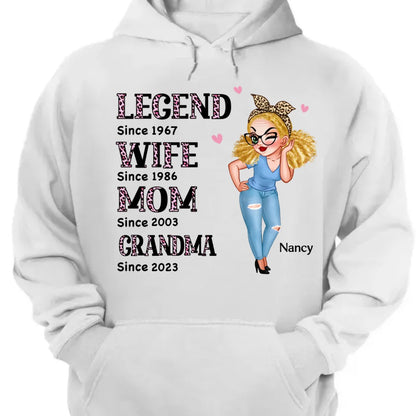 Grandma - Half Pink Leopard Sassy Legend Wife Mom Grandma - Personalized Unisex T - shirt, Sweater, Hoodie - Makezbright Gifts