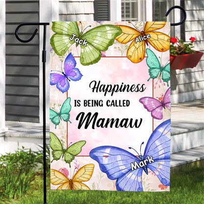 Grandma - Happiness Is Being Called Grandma - Personalized Flag - Makezbright Gifts