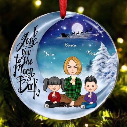 Grandma - I Love You To The Moon And Back - Personalized Circle Ornament T1 - Makezbright Gifts