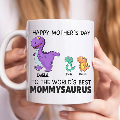 Happy Mother's Day To The World's Best Mommysaurus - Personalized Mug - Makezbright Gifts