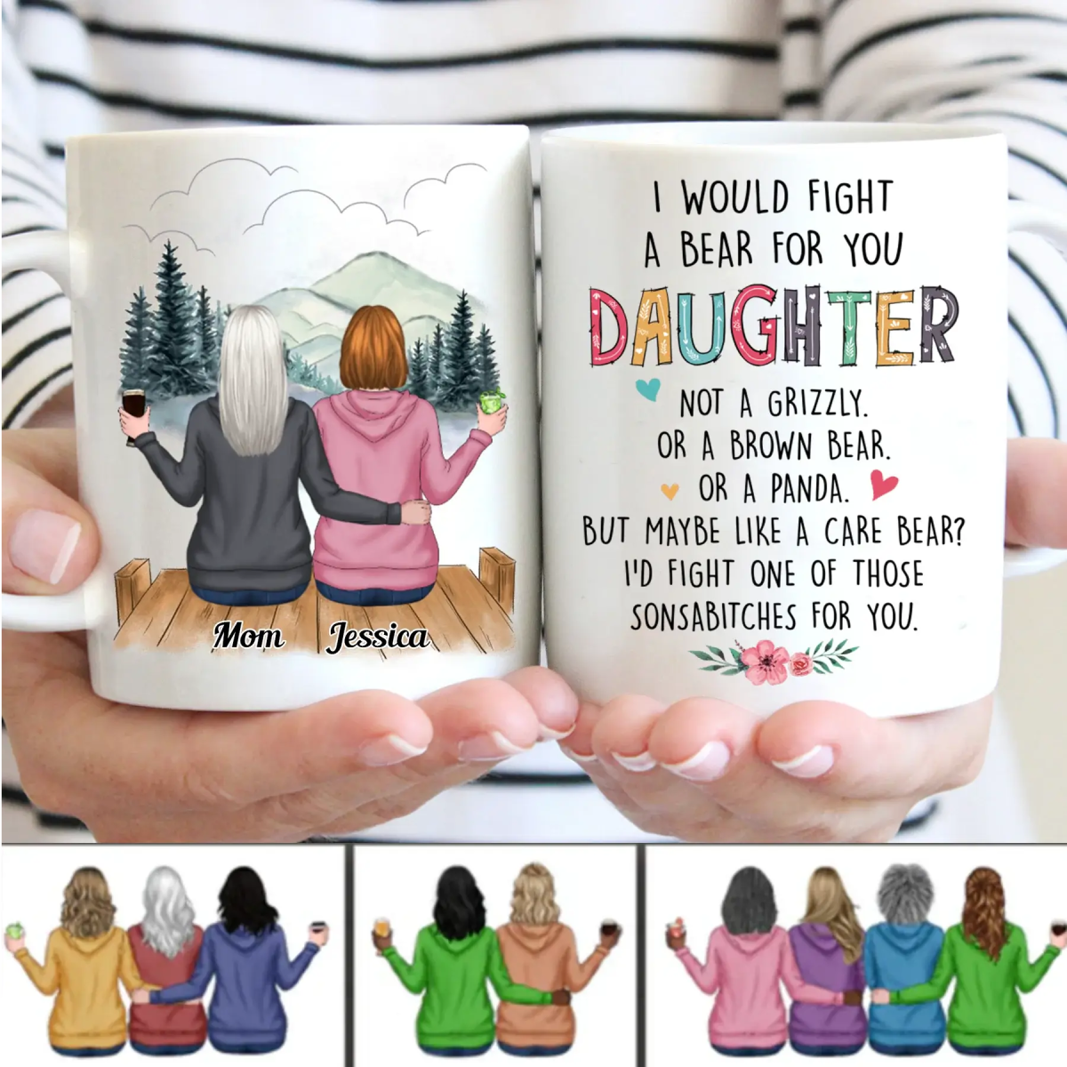 I Would Fight A Bear For You Daughter - Personalized Mug - Makezbright Gifts