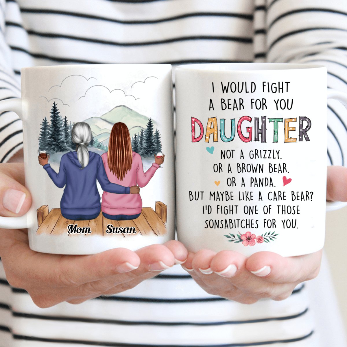 I Would Fight A Bear For You Daughter - Personalized Mug - Makezbright Gifts